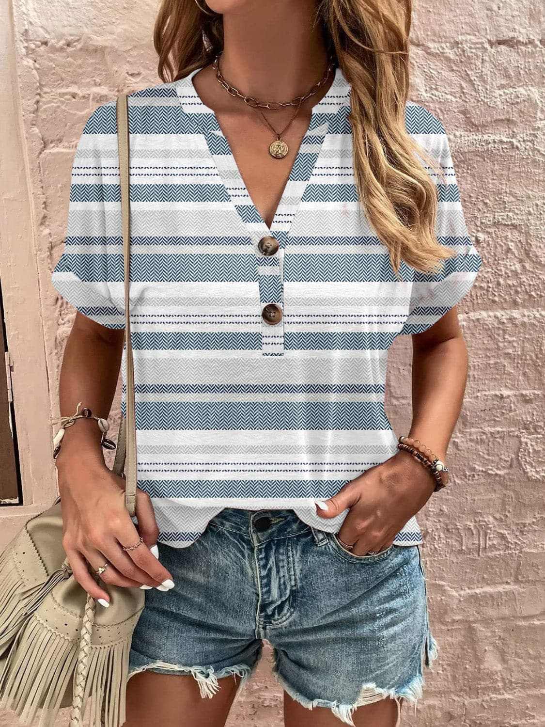Chic sheer short sleeve blouse - Love Salve